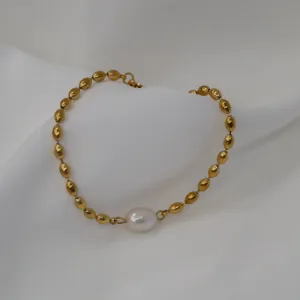 Olivia | Stainless Steel 18K Gold Plated Beaded Bracelet