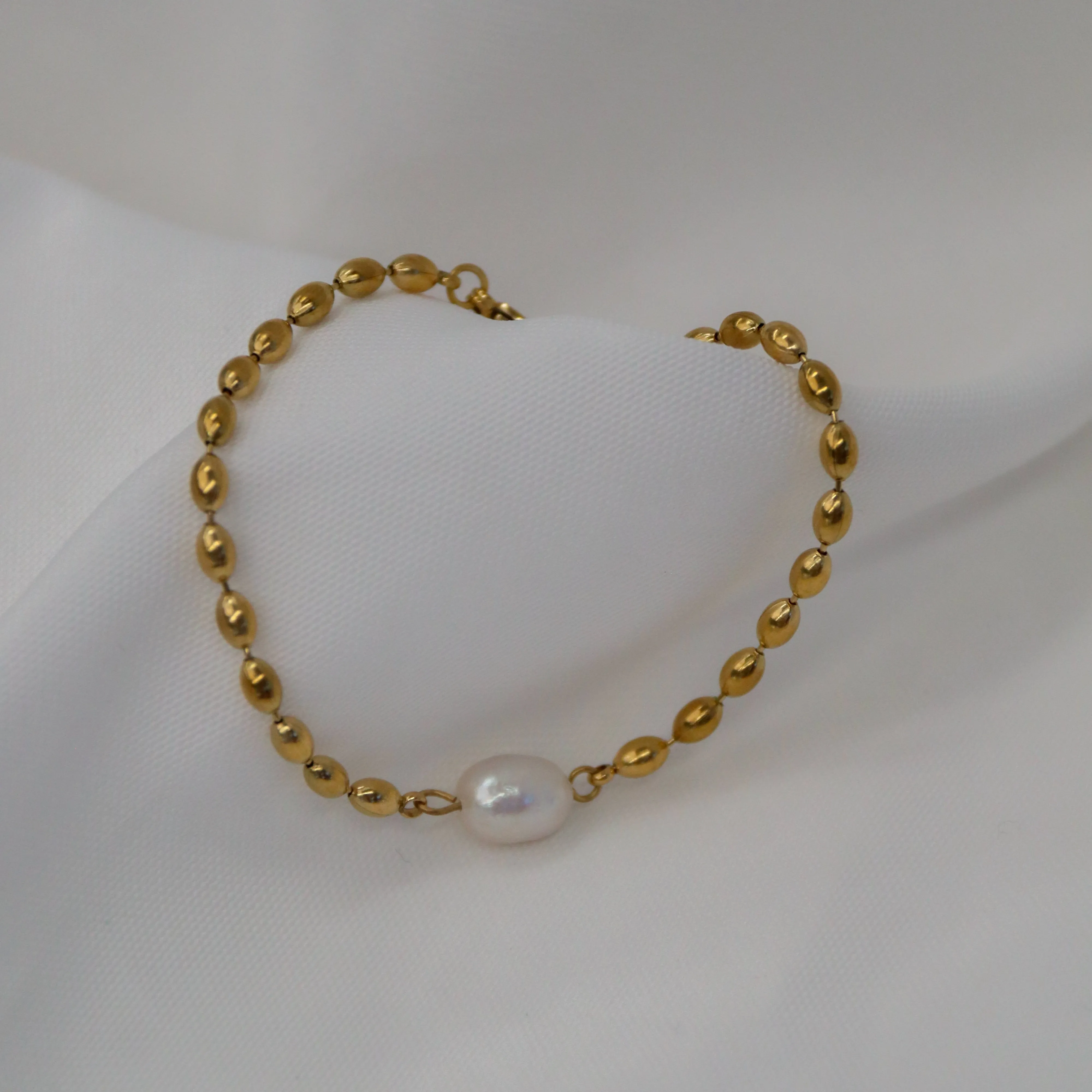 Olivia | Stainless Steel 18K Gold Plated Beaded Bracelet
