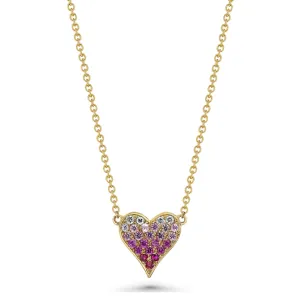 Ombre Pink Sapphire Heart Necklace