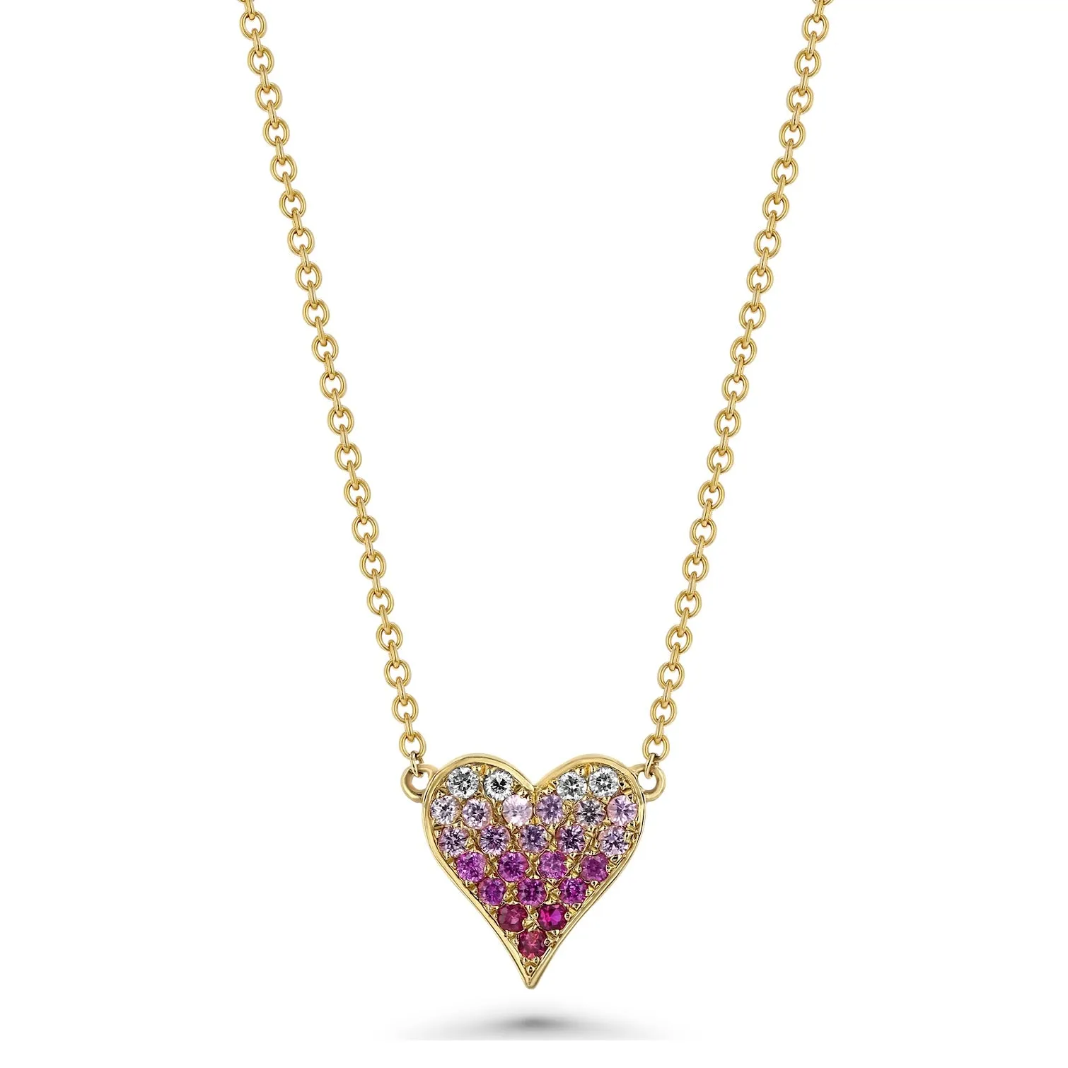Ombre Pink Sapphire Heart Necklace
