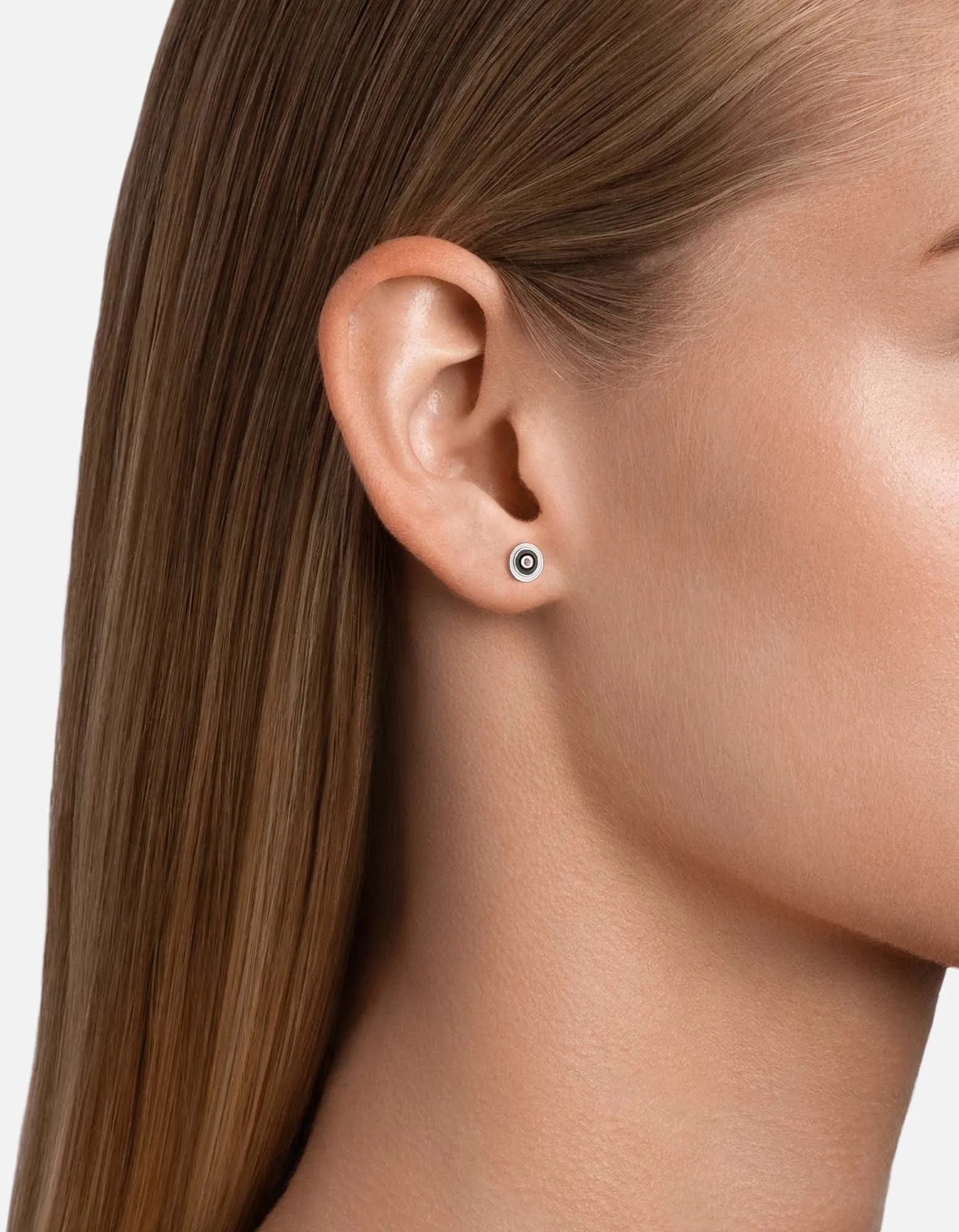 Opus Sapphire Stud Earrings, Sterling Silver/Black