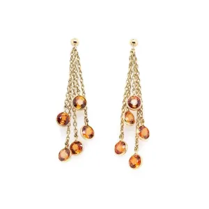 Orange Sapphire Dangle Earrings
