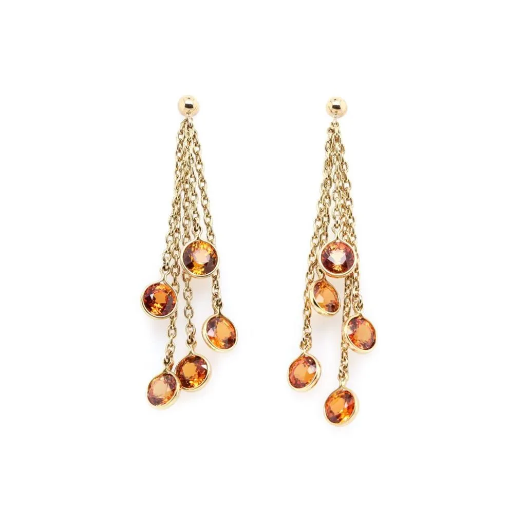 Orange Sapphire Dangle Earrings