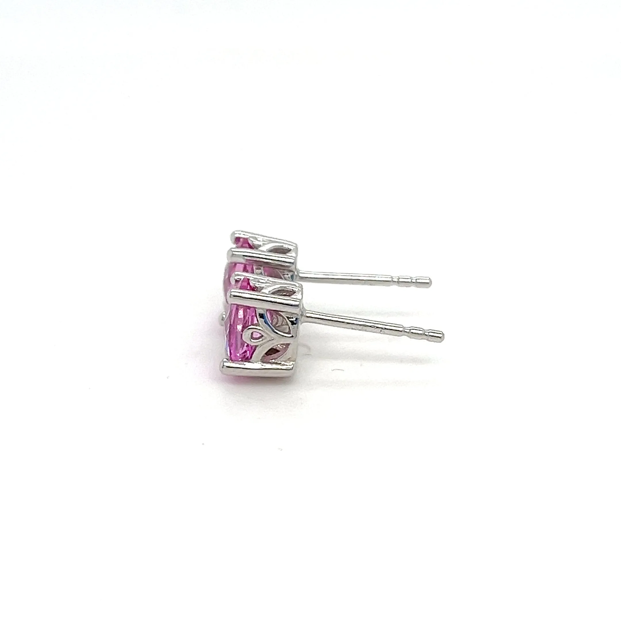 Oval Cut Pink Sapphire Earrings