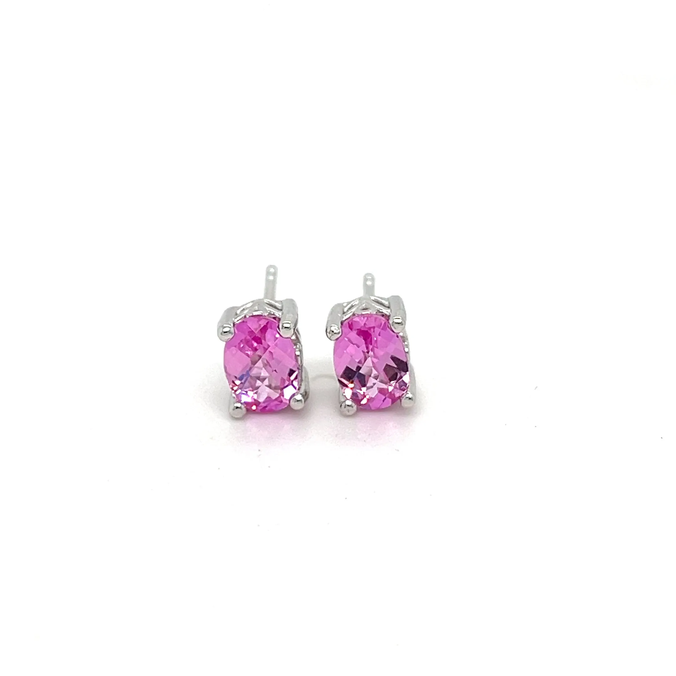Oval Cut Pink Sapphire Earrings