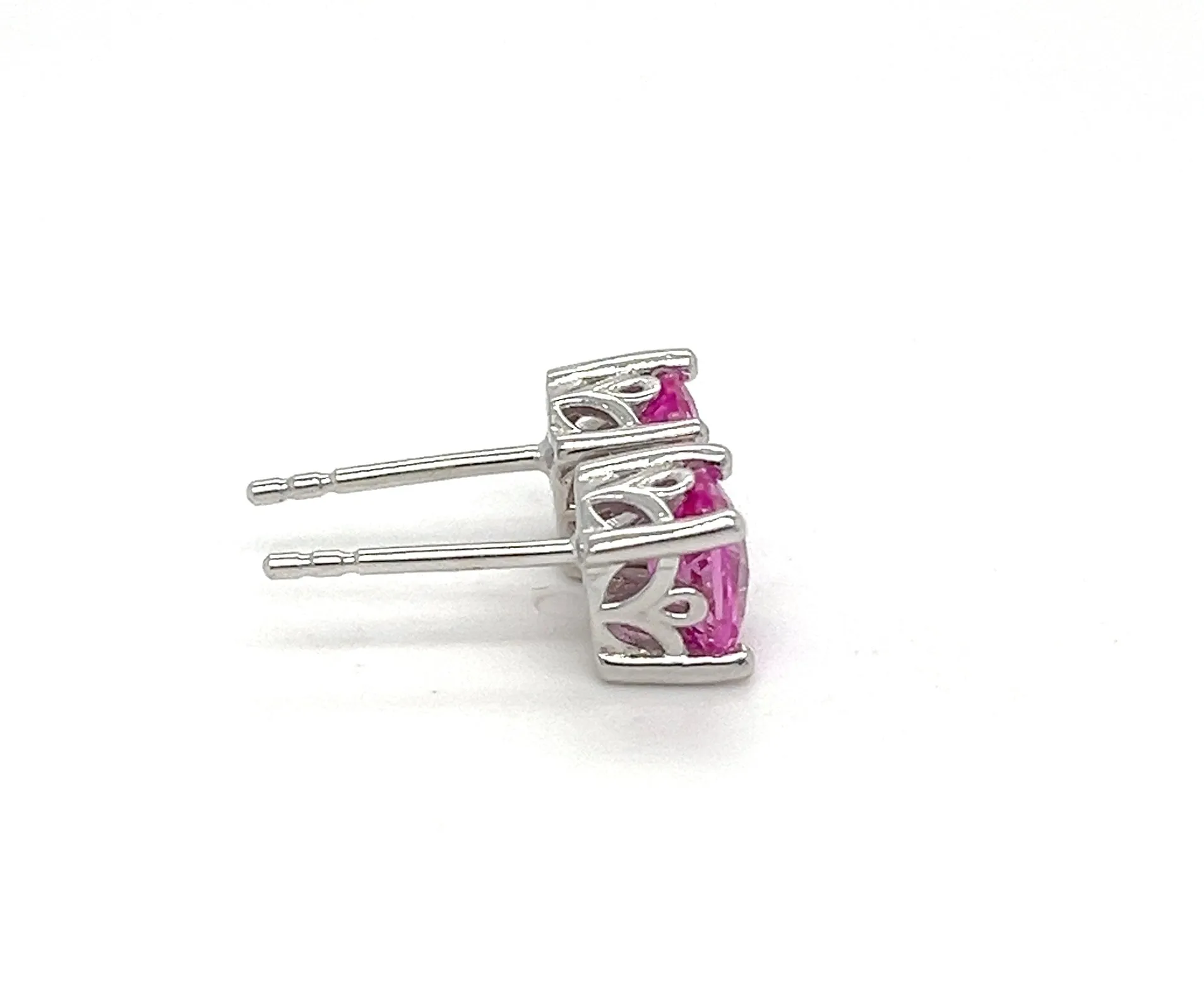 Oval Cut Pink Sapphire Earrings