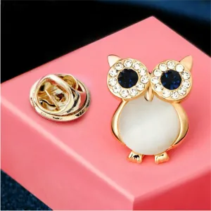 Owl Brooch Crystal Opal Stone Brooches Pin
