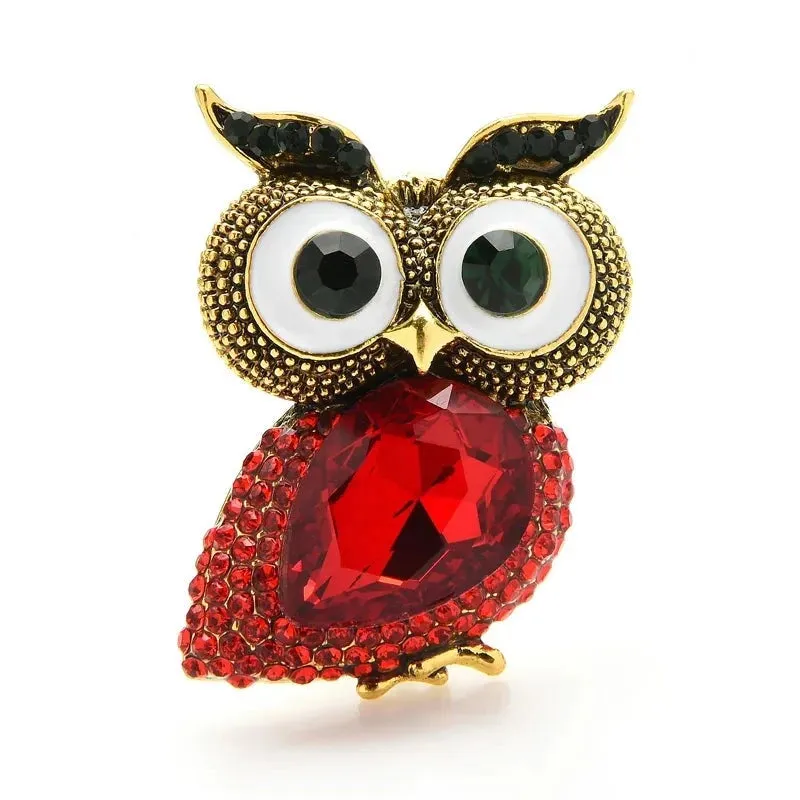 Owl Crystal Big Eyes Brooches