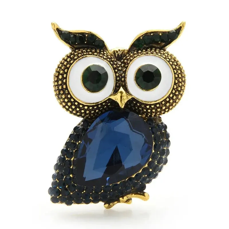Owl Crystal Big Eyes Brooches