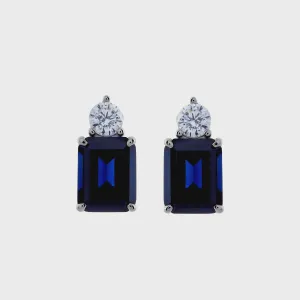Paris Blue Baguette Stud Earrings