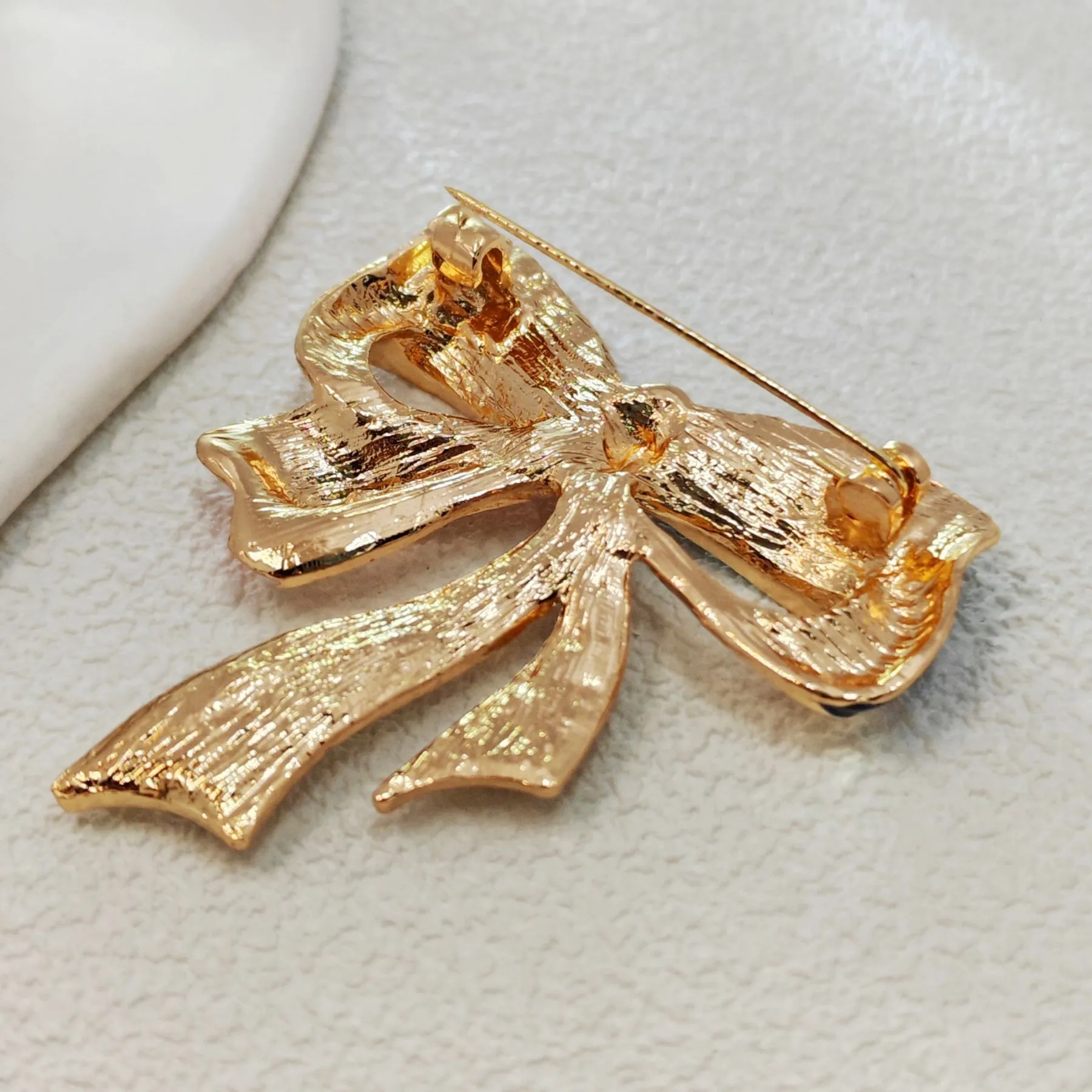 Patriotic USA - Inspired Bow Brooch with Crystal Embellishments