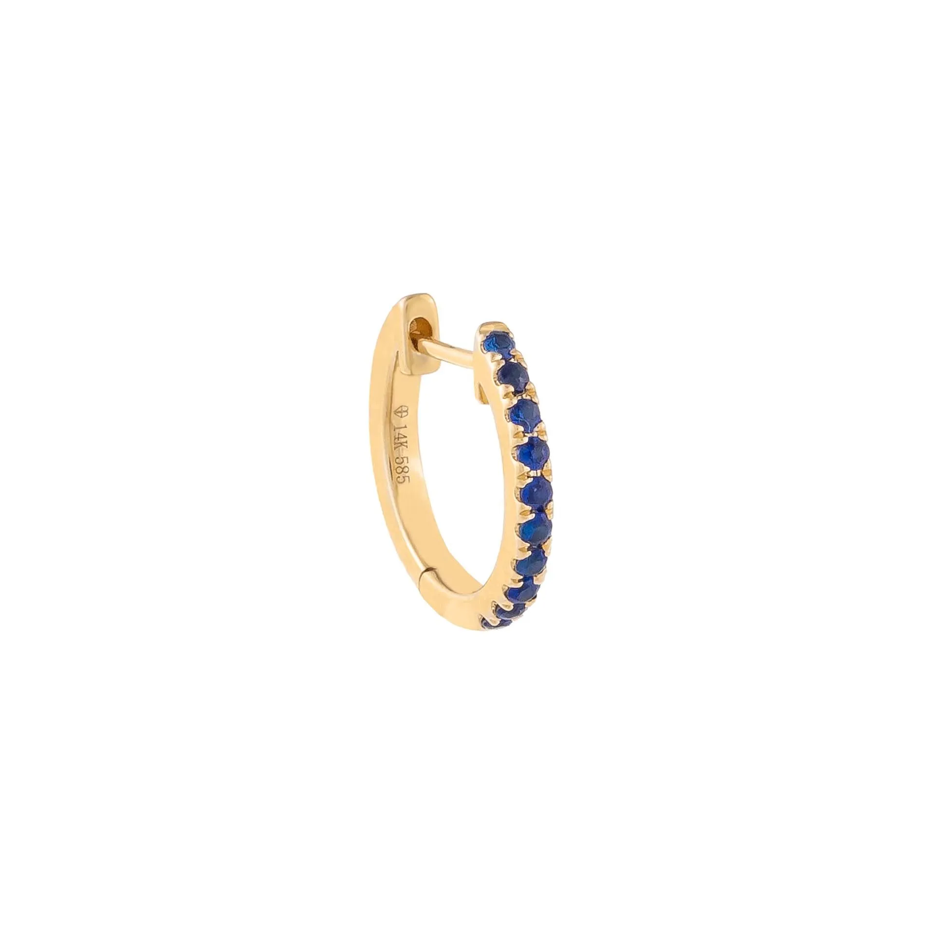 Pavé Colored Gemstone Huggie Earring 14K
