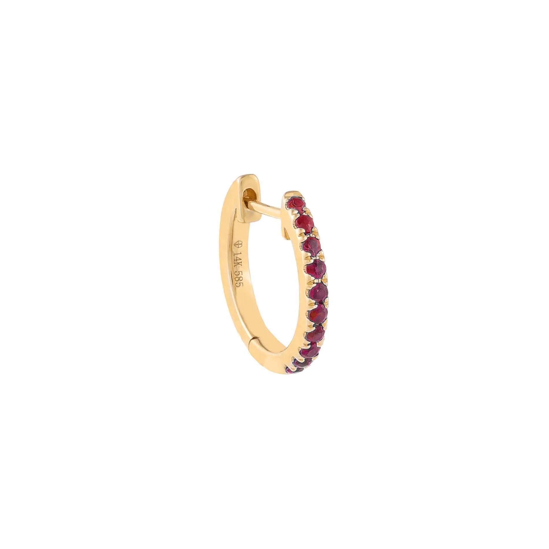 Pavé Colored Gemstone Huggie Earring 14K