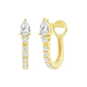 PEAR SHAPE & DIAMOND PAVE HUGGIE EARRING