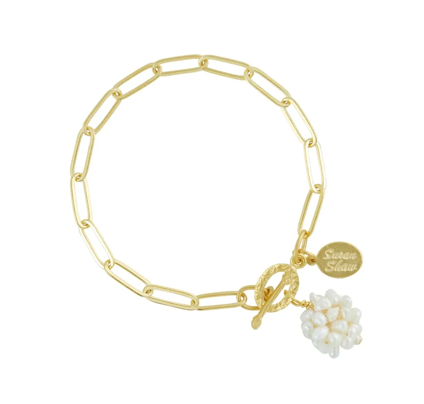 Pearl Cluster Paperclip Bracelet