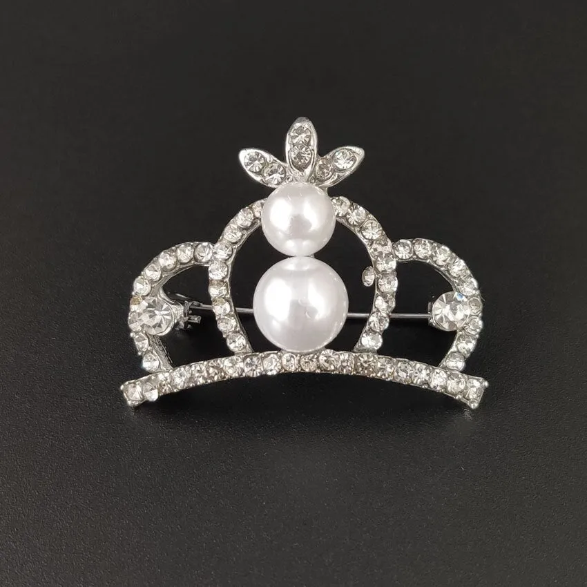 Pearl Crystal Brooch Badge