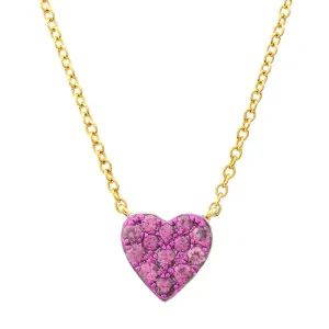 Petite Rhodium Sapphire Heart Pendant
