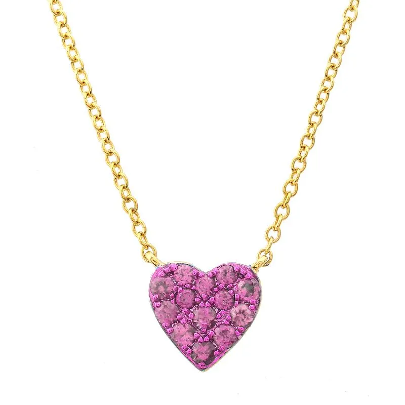 Petite Rhodium Sapphire Heart Pendant