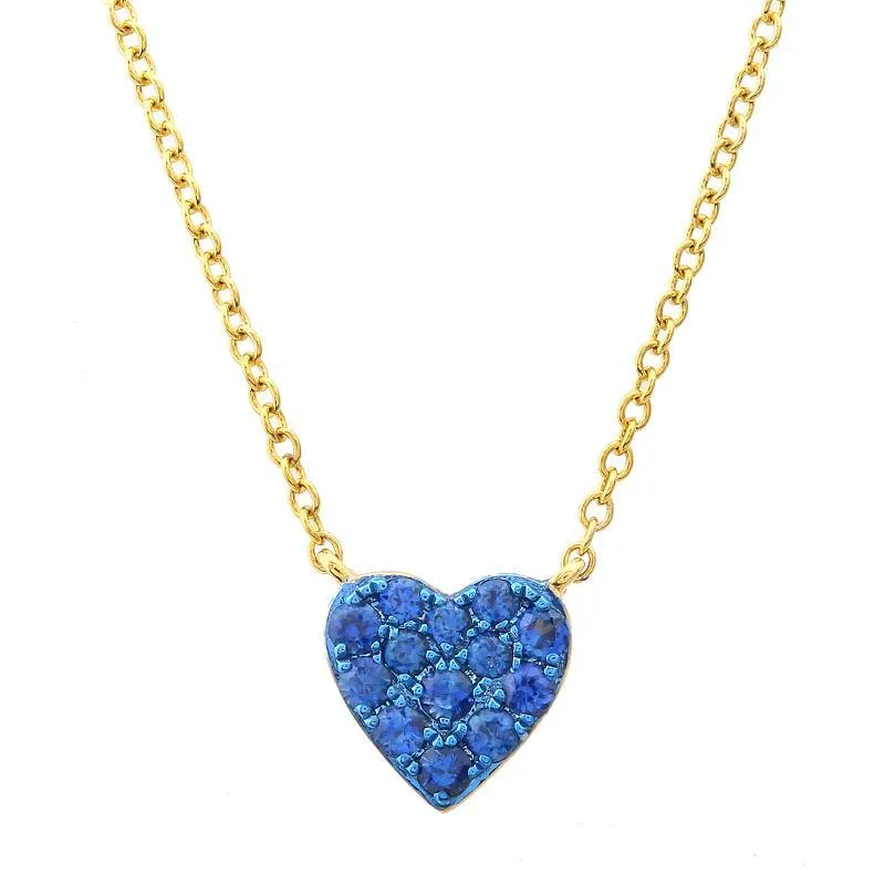 Petite Rhodium Sapphire Heart Pendant