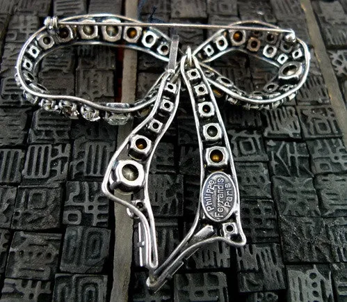 Philippe Ferrandis Swarovski Crystal Bow Brooch/Pin