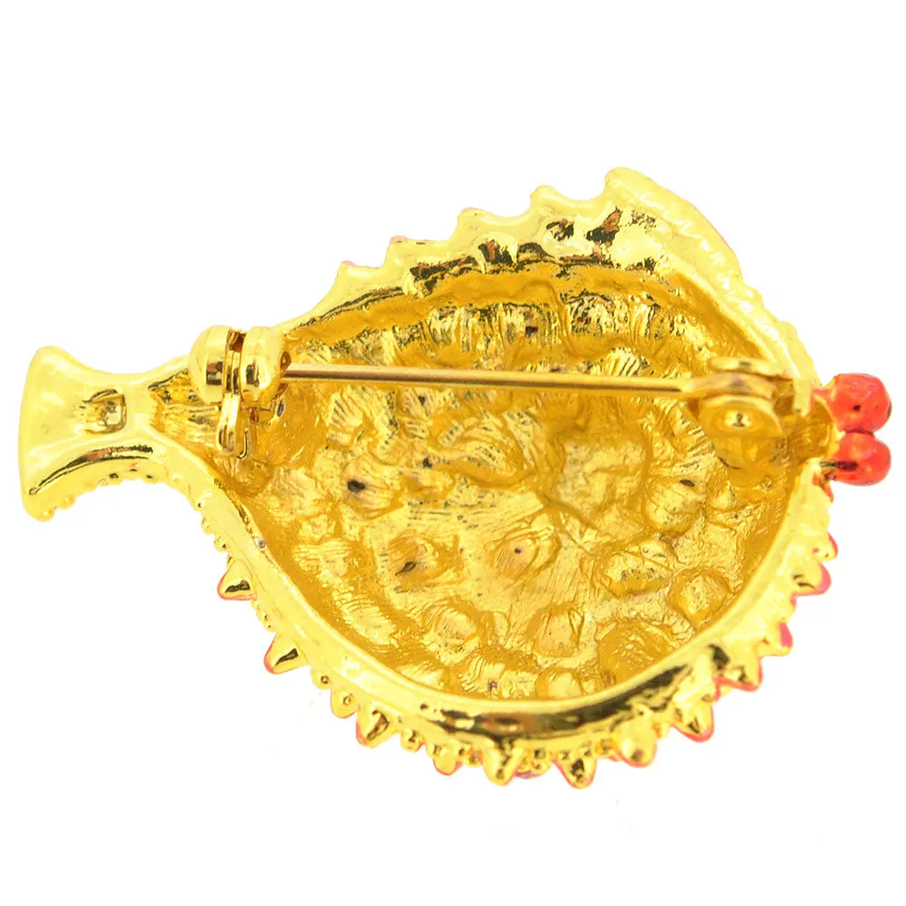 Pink  Fish Crystal Brooch Pin
