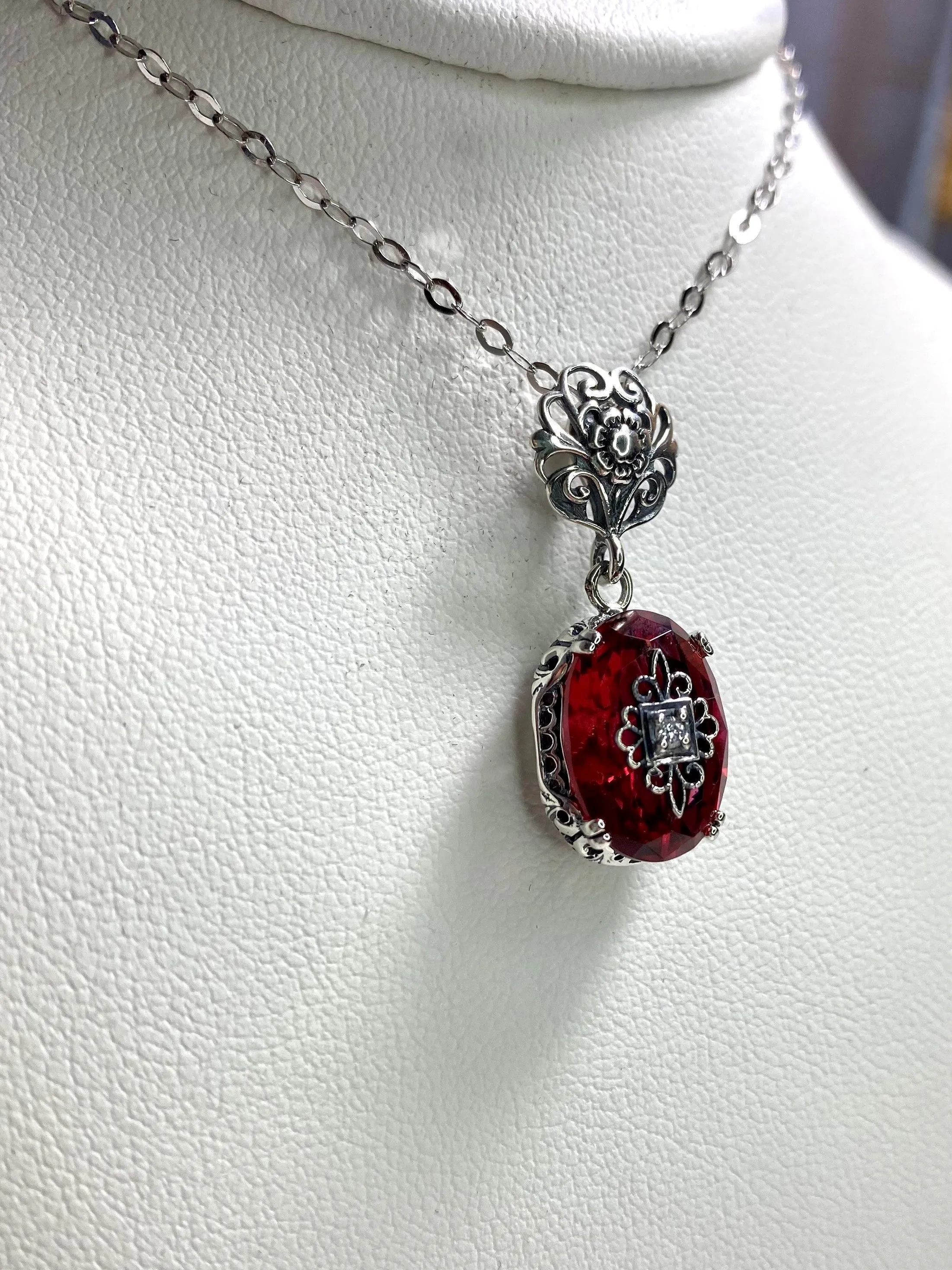Pink Pendant, Embellished Edwardian Necklace #P70e
