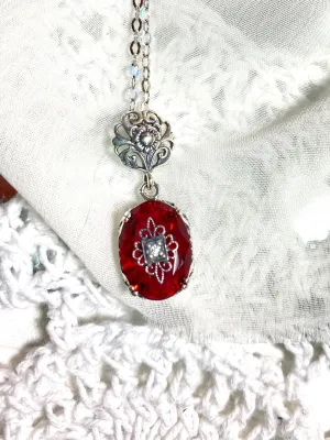 Pink Pendant, Embellished Edwardian Necklace #P70e