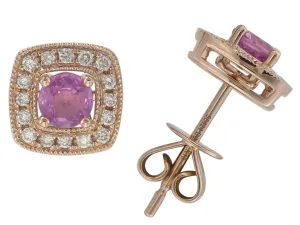 Pink Sapphire & Diamond Earrings