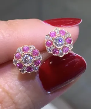 Pink Sapphire & Diamond Earrings