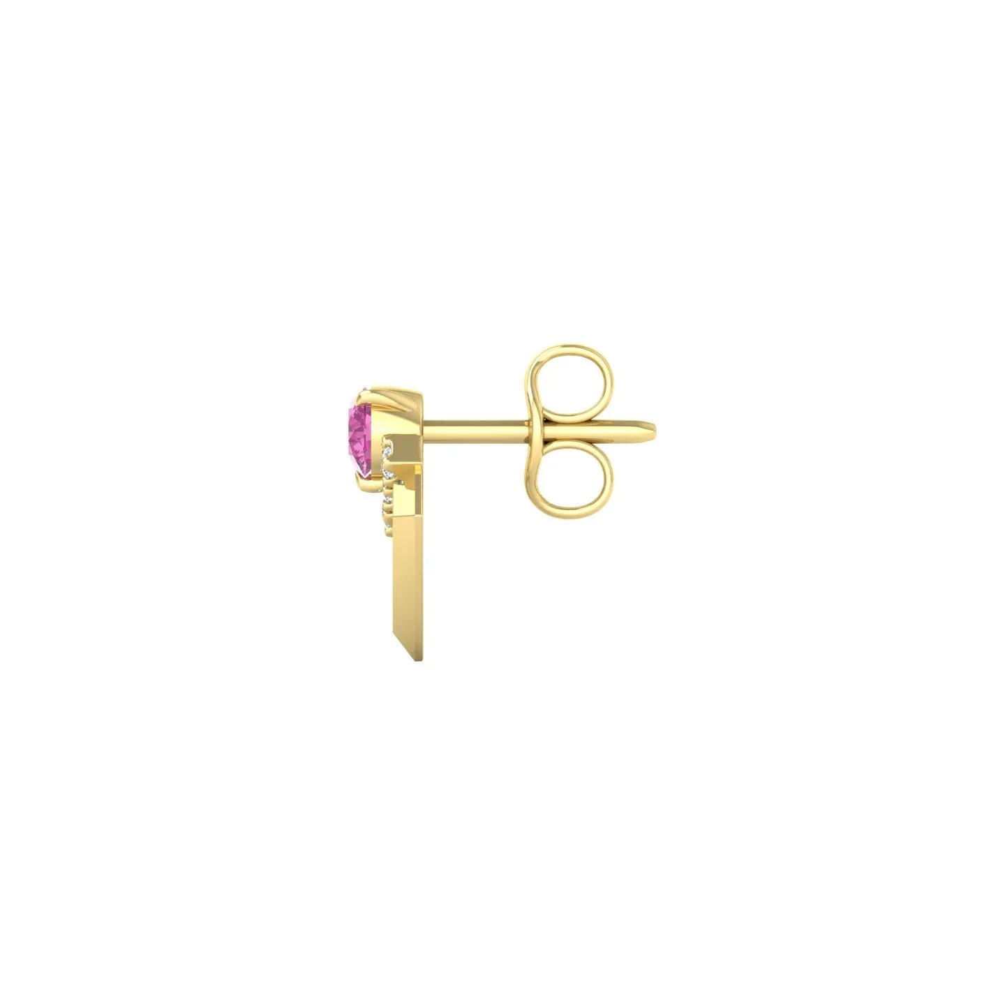 Pink Sapphire and Diamond Geometric Stud Earrings