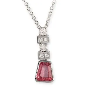Pink Sapphire And Diamond Pendant Necklace In 18k White Gold