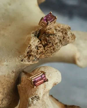 Pink Sapphire Baguette Stud