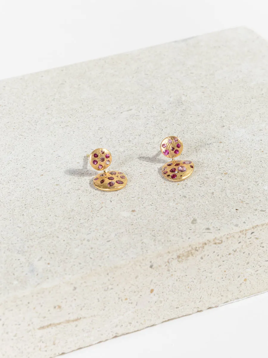 pink sapphire double drop earrings