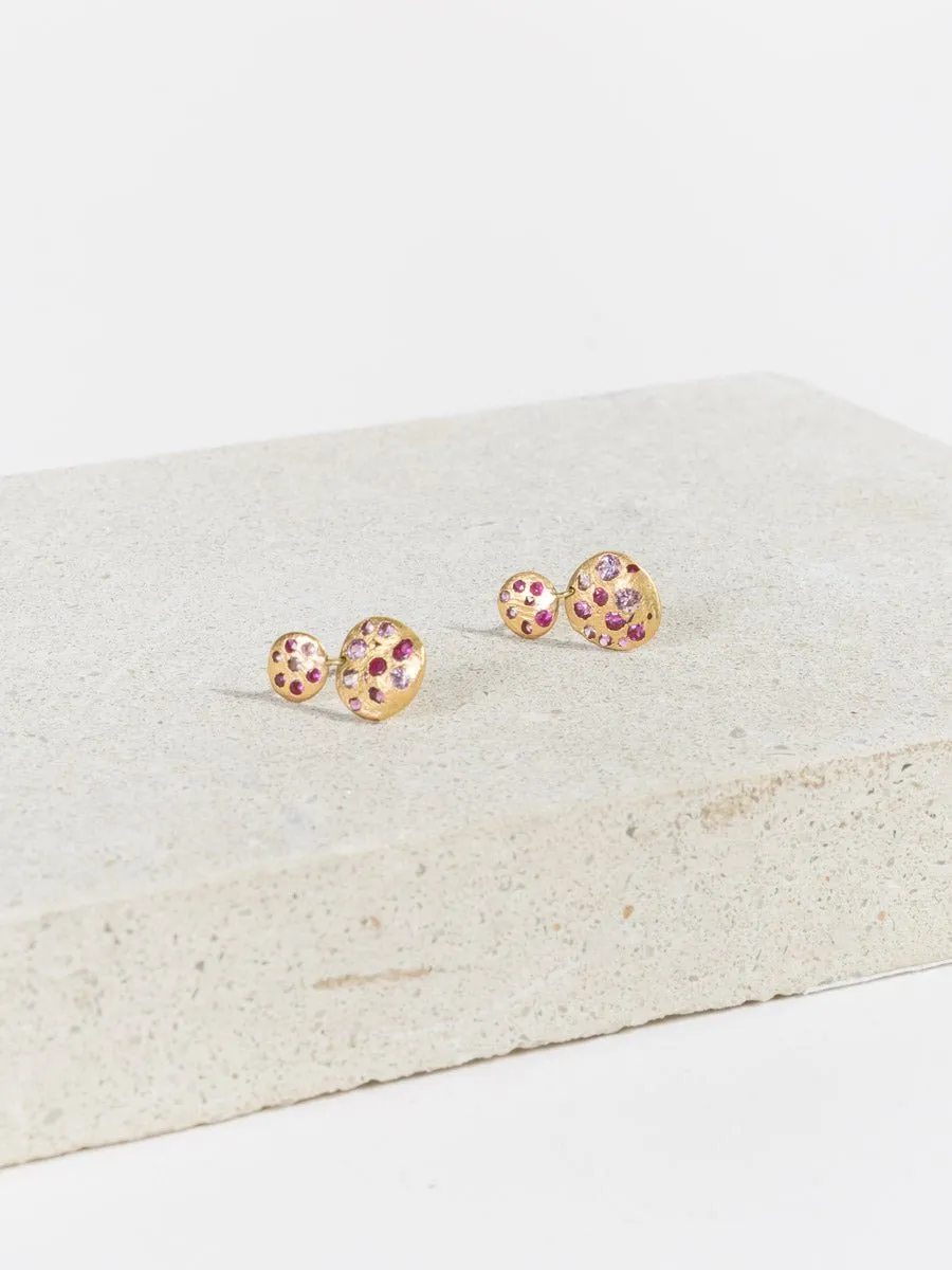 pink sapphire double drop earrings