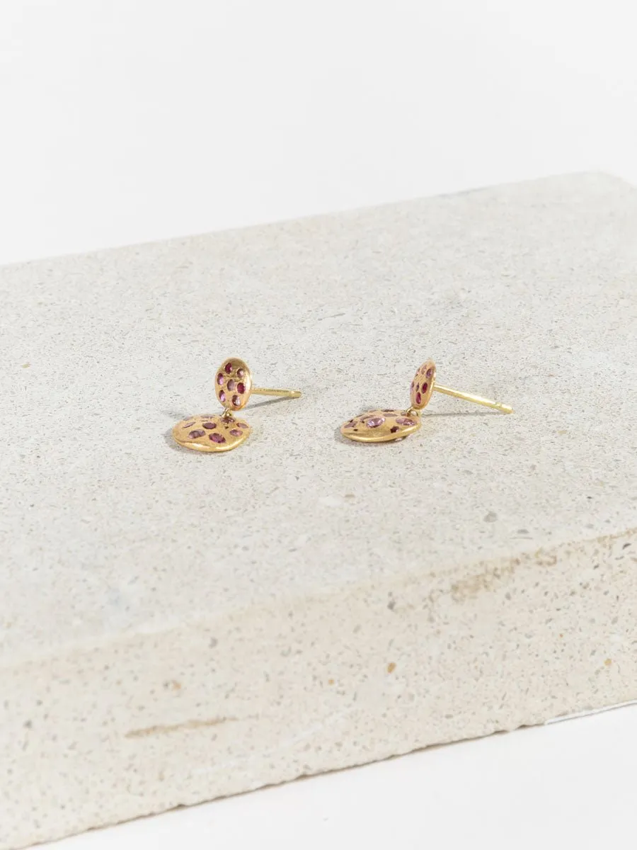 pink sapphire double drop earrings