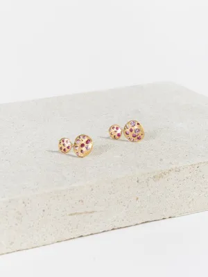 pink sapphire double drop earrings