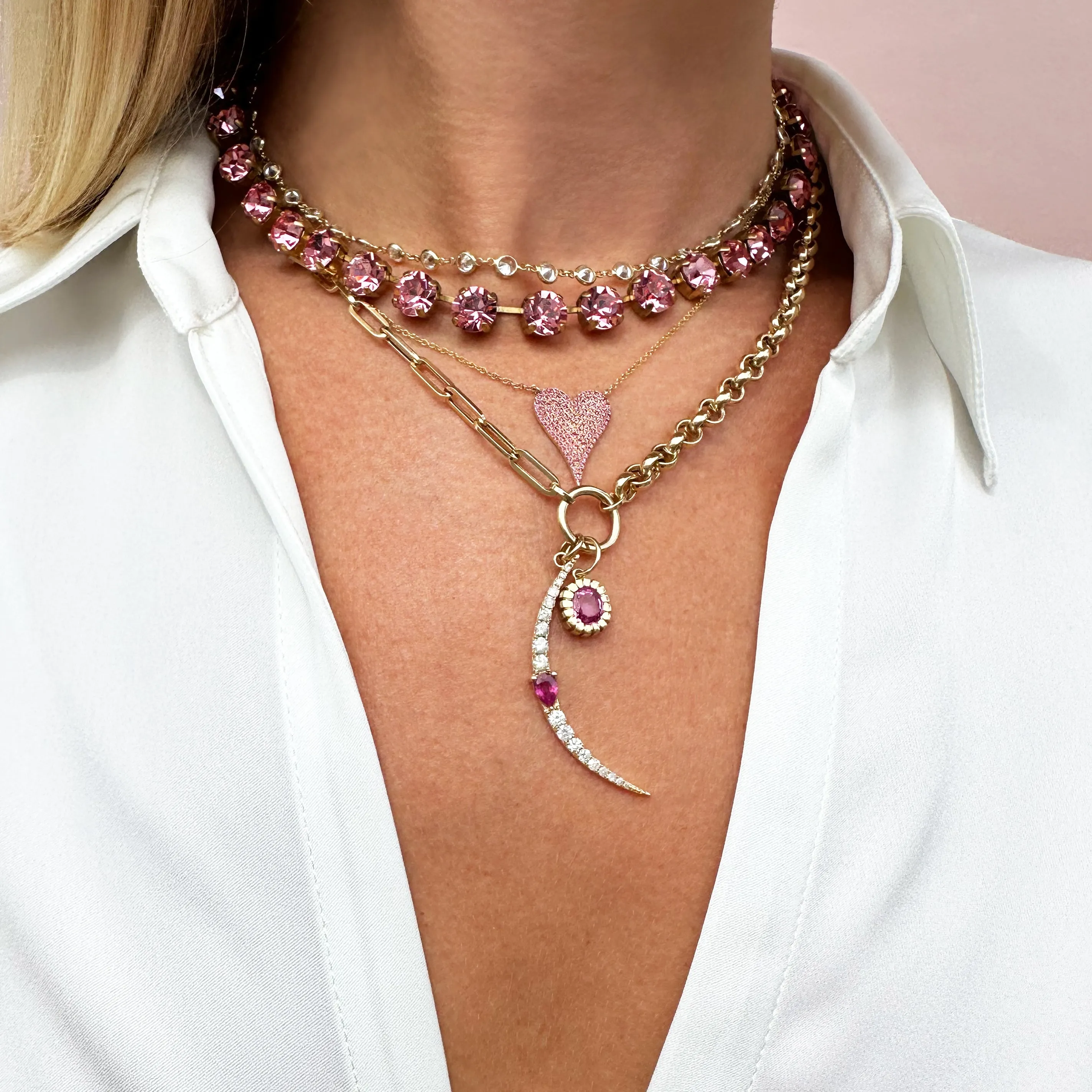 Pink Sapphire Heart Necklace