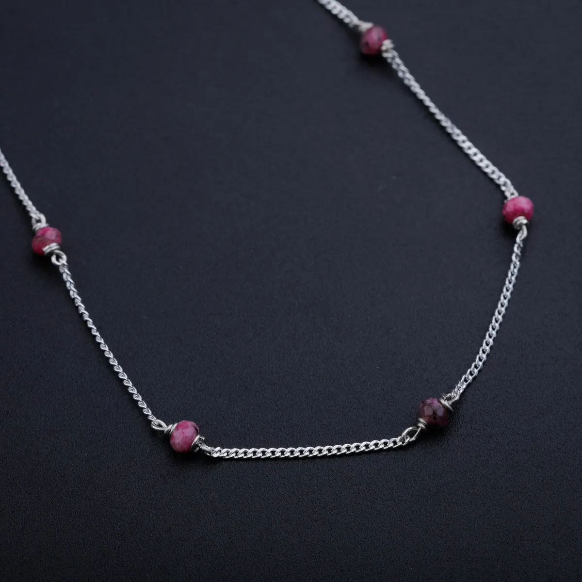 Pink Sapphire Silver Chain