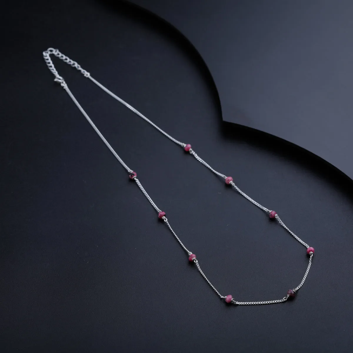 Pink Sapphire Silver Chain