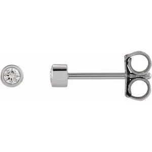 Platinum .03 CT Natural Diamond Micro Bezel Single Stud Earring