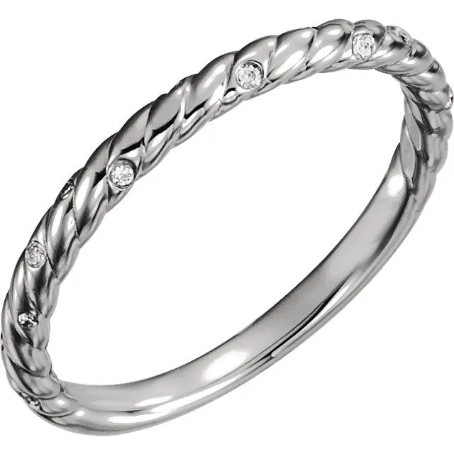 Platinum .04 CTW Diamond Rope Band, Size 7
