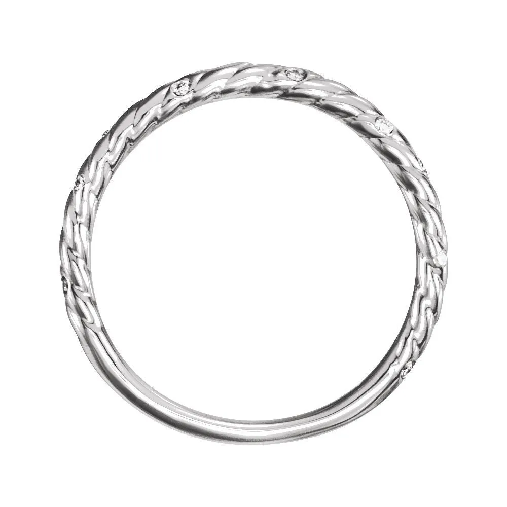 Platinum .04 CTW Diamond Rope Band, Size 7