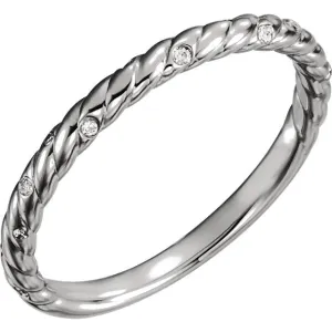 Platinum .04 CTW Diamond Rope Band, Size 7