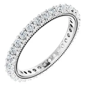 Platinum 1 CTW Natural Diamond Eternity Band Size 8