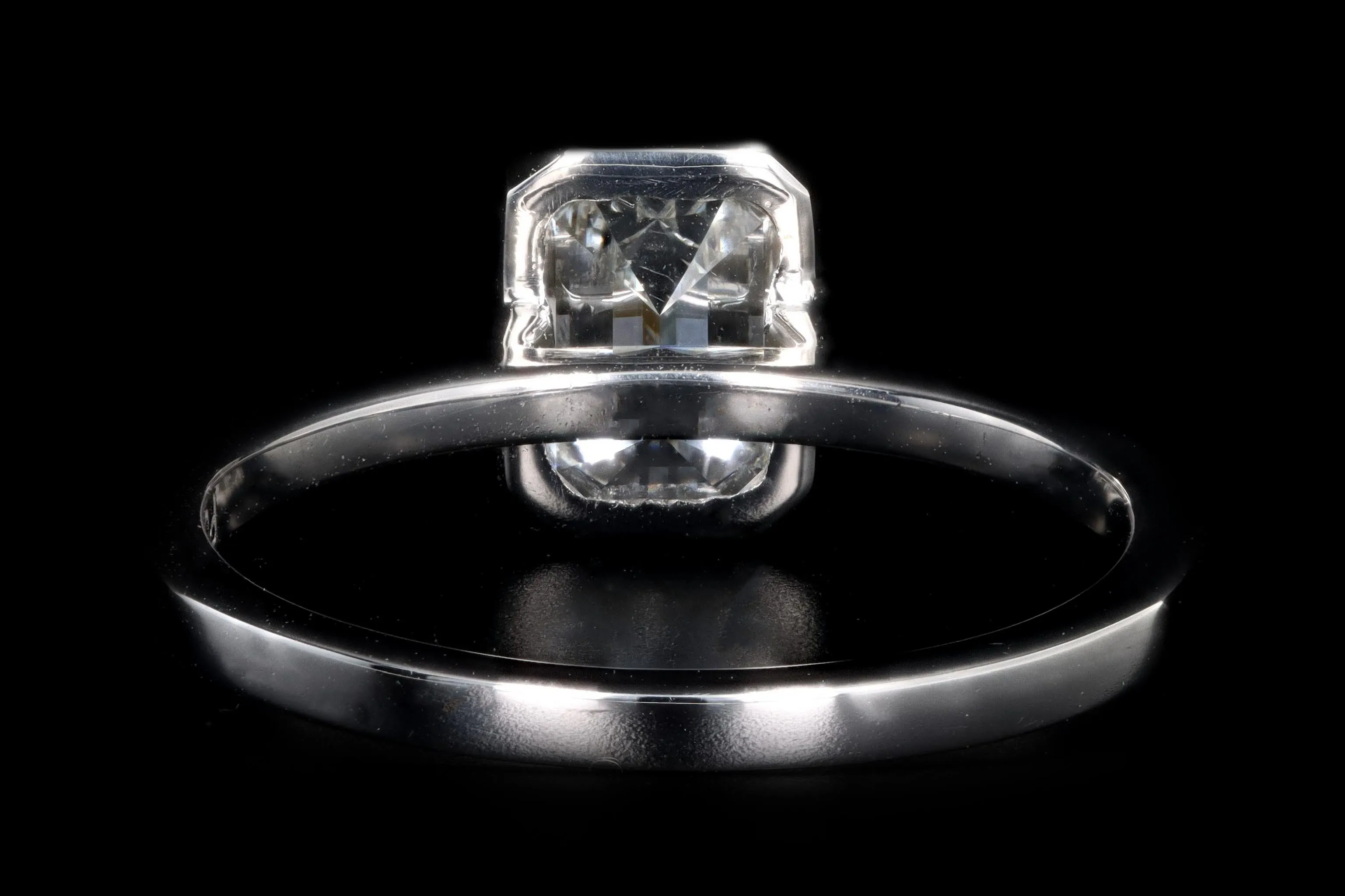 Platinum 1.37 Carat Emerald Cut Diamond Bezel Engagement Ring GIA Certified