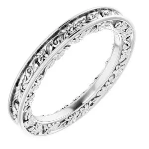 Platinum 2.5 mm Floral-Inspired Band Size 5