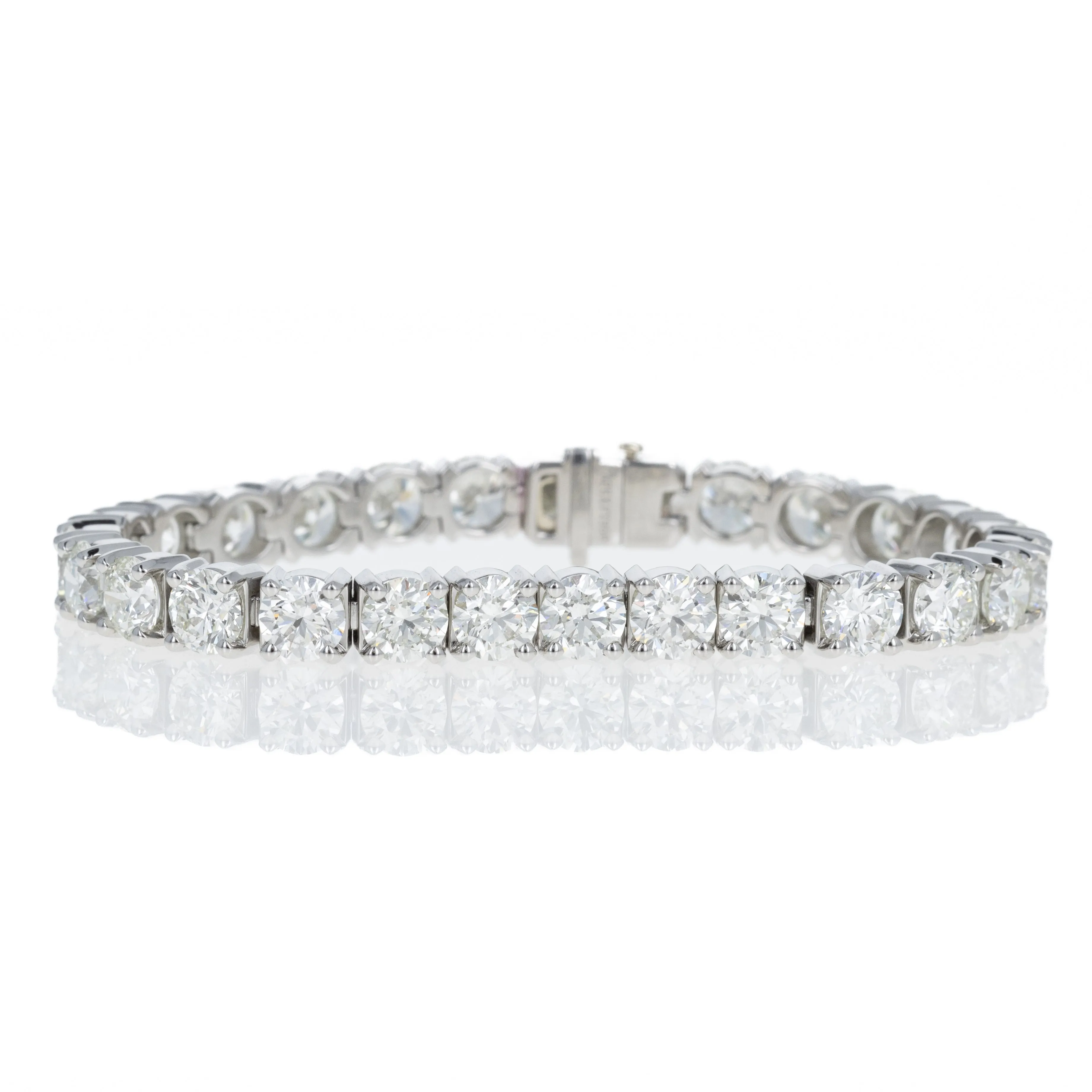 Platinum 27.17 Carat Round Diamond Tennis Bracelet