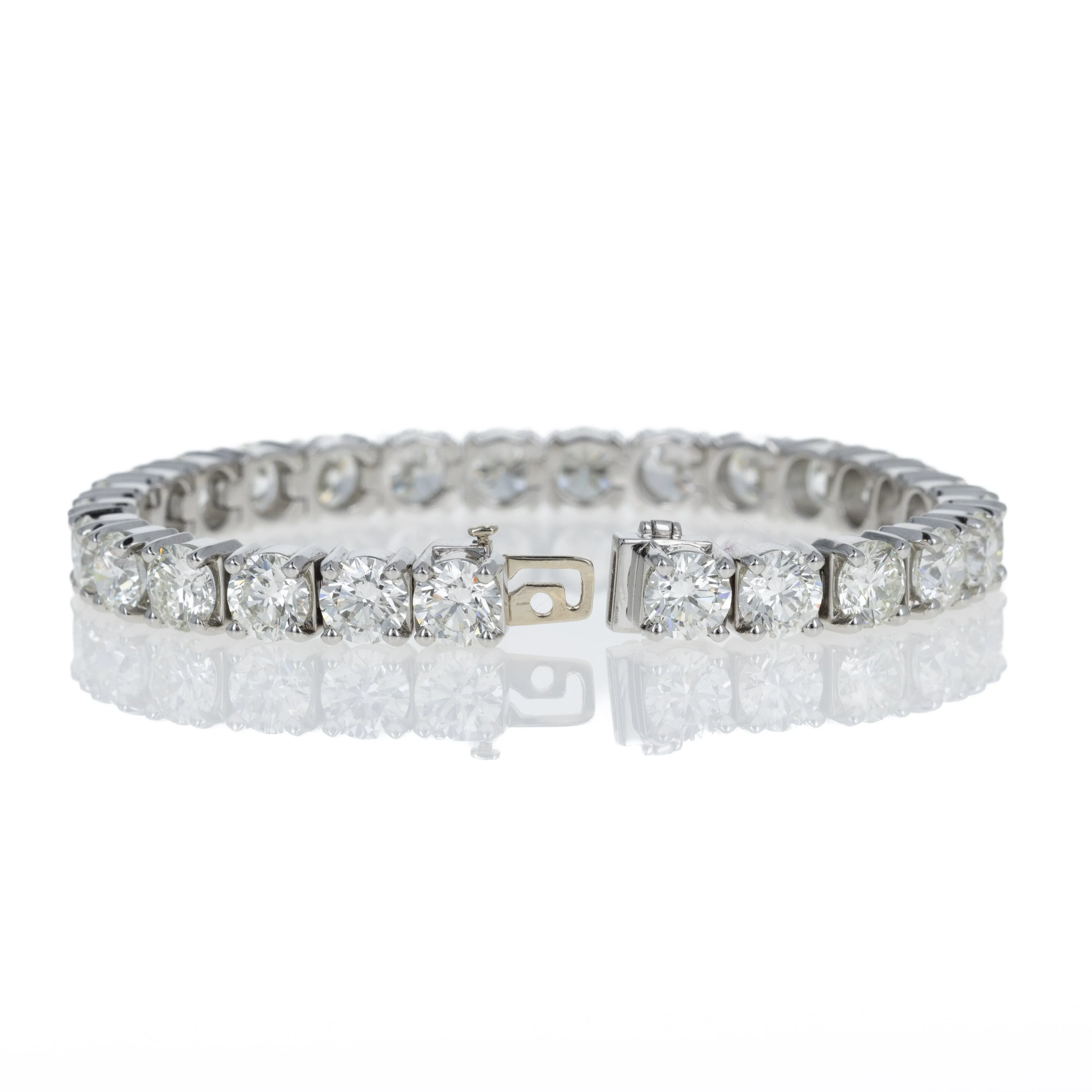 Platinum 27.17 Carat Round Diamond Tennis Bracelet