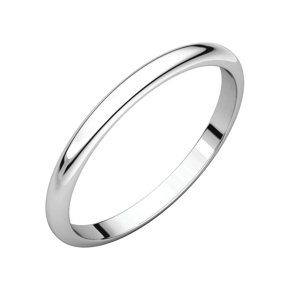 Platinum 2mm Half Round Band, Size 6