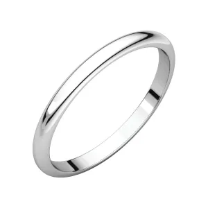 Platinum 2mm Half Round Band, Size 6